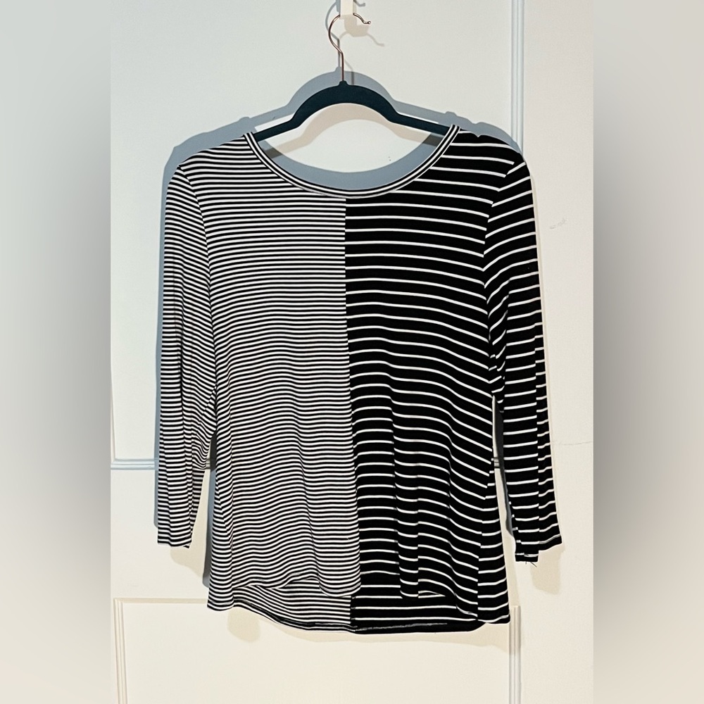 Habitat Black and White Striped Long Sleeve Top